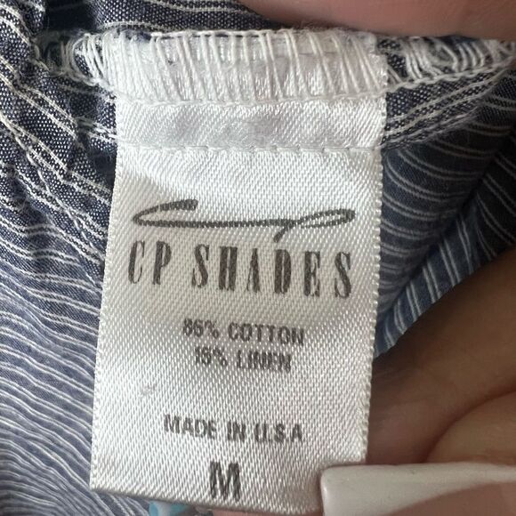 CP Shades Blue/White Striped Teton Lagenlook Tunic Top Size Medium **Flawed** - Picture 15 of 16